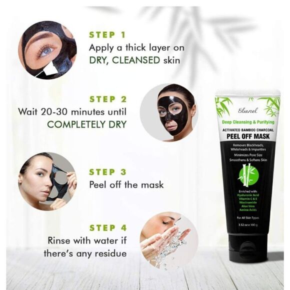 Charcoal Peel Mask w Application Brush. 3.52oz. NIP - Picture 4 of 6